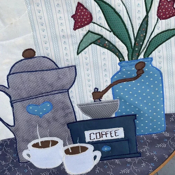 VINTAGE NEEDLE CRAFT EMBROIDERY COFFEE TABLE COTTAGECORE HOME DECOR HANDMADE 19” - Picture 3 of 5